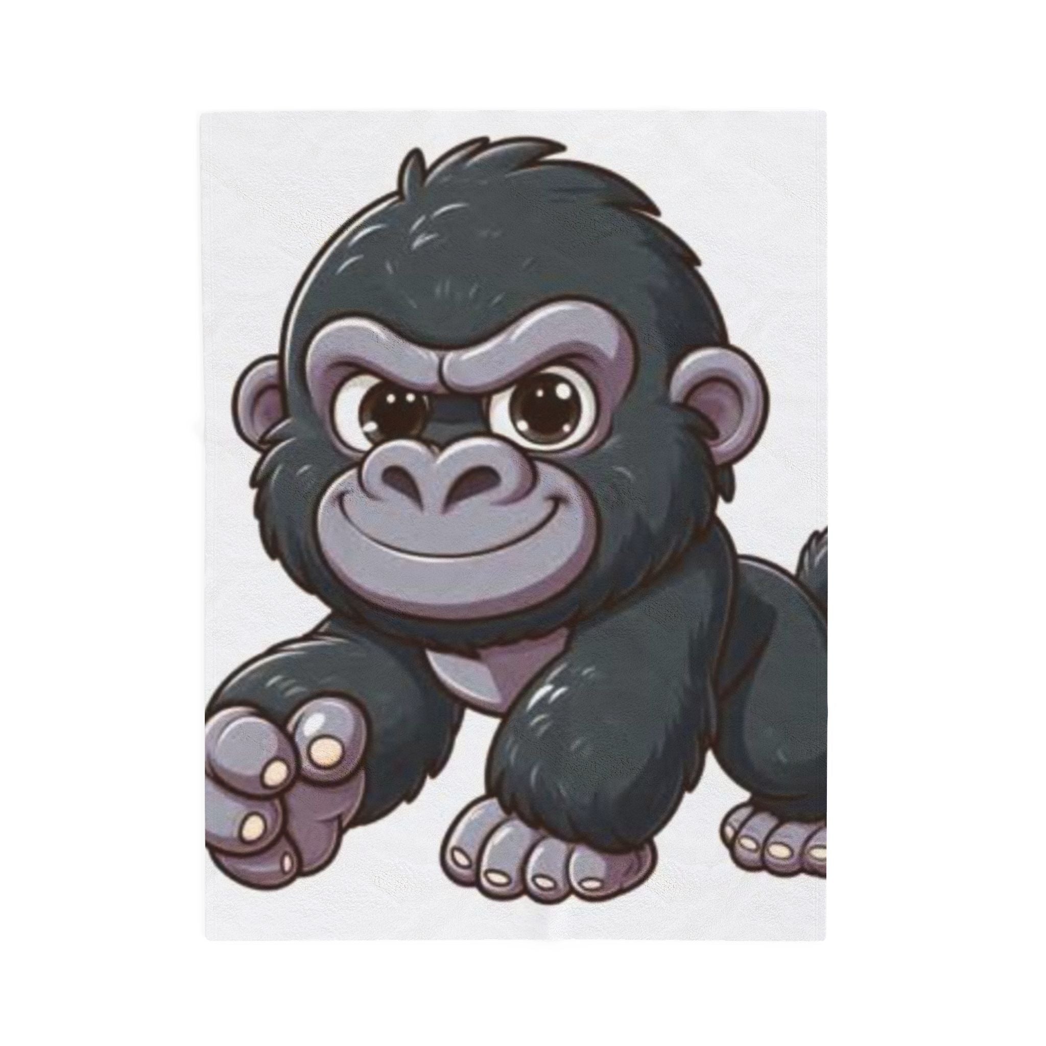 Cute Gorilla Velveteen Plush Blanket – Soft Cartoon Ape Throw for Kids & Nursery