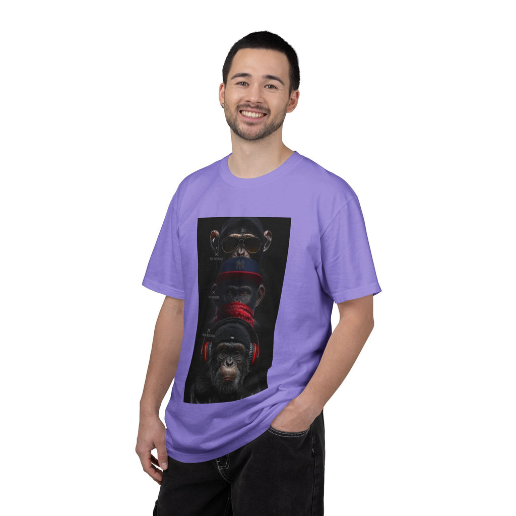 Triple Monkey Portrait T-Shirt — Stylish Primate Graphic Tee