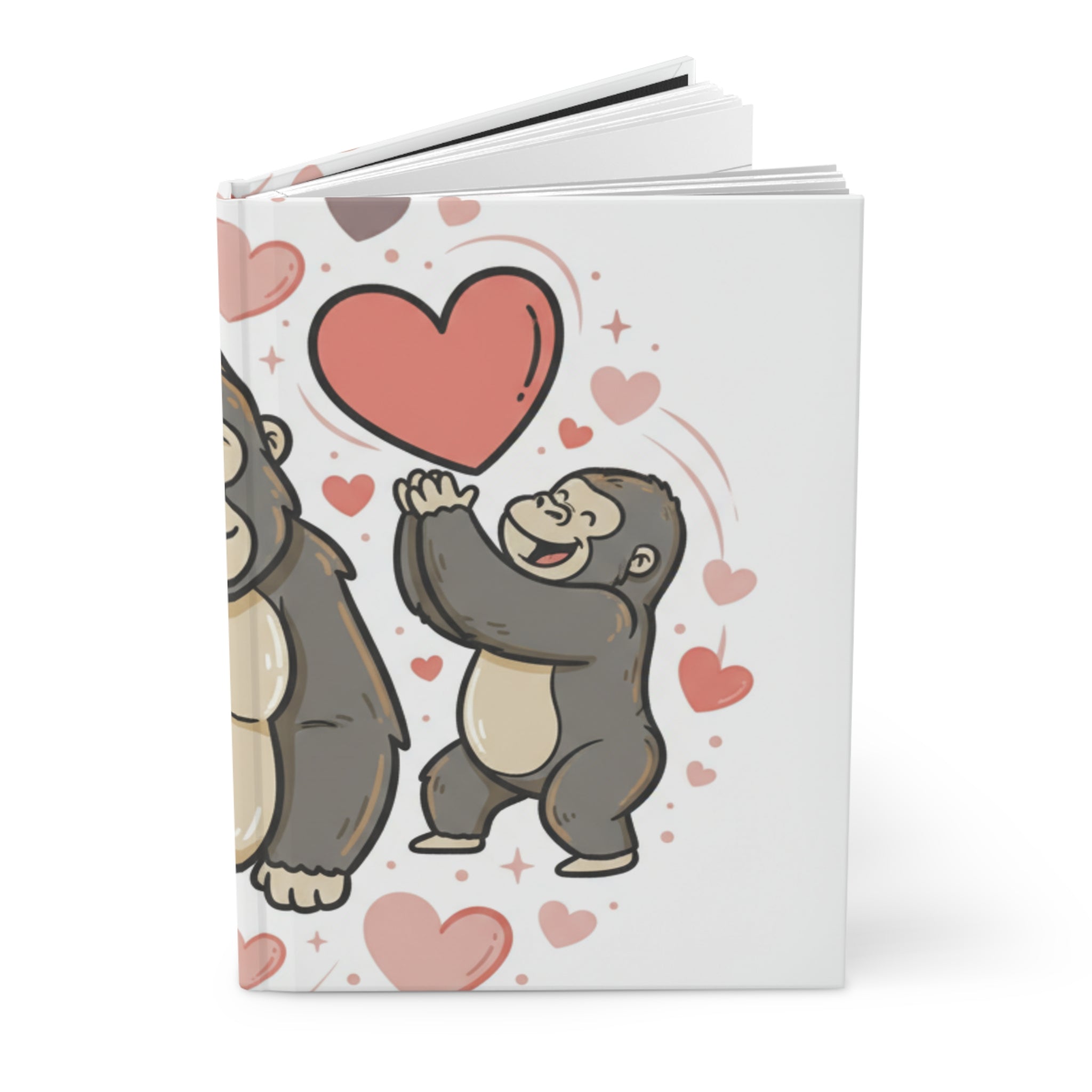 Gorilla Love Hardcover Journal — Cute Mom & Baby Gorillas with Hearts