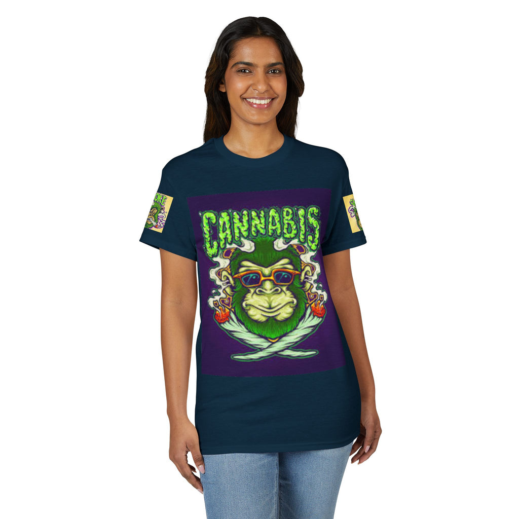 Cannabis Monkey T-Shirt — Retro Smoky Gorilla Graphic Tee