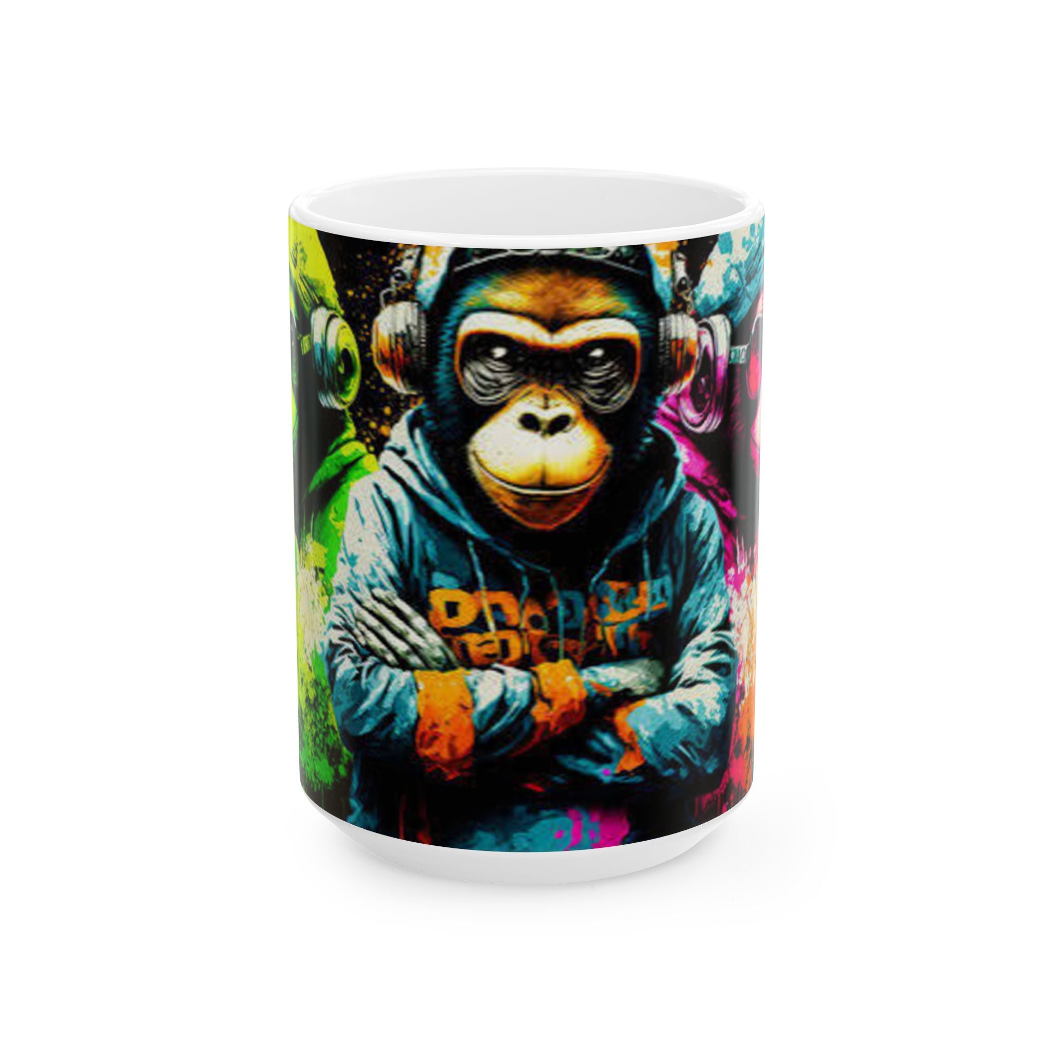 Colorful Street Art Monkey Ceramic Mug (11oz/15oz)