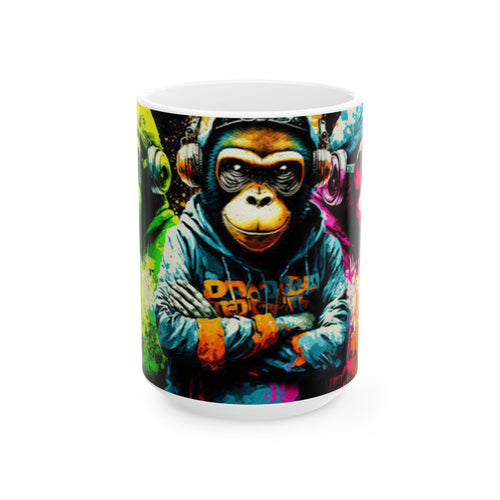Colorful Street Art Monkey Ceramic Mug (11oz/15oz)