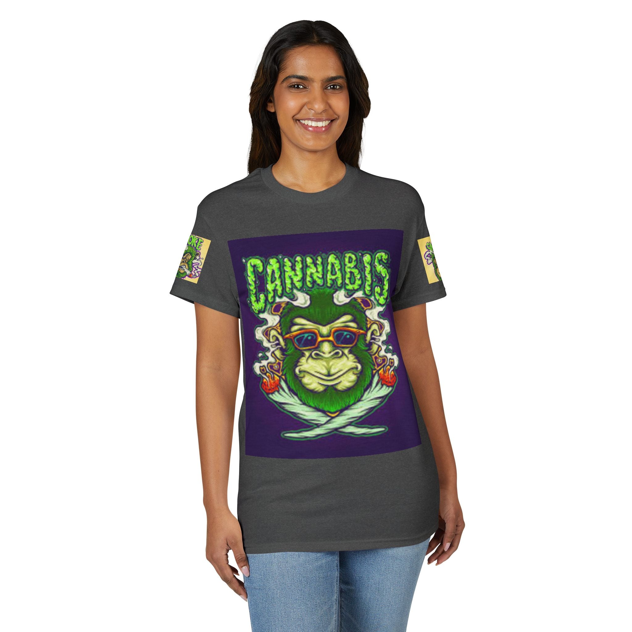Cannabis Monkey T-Shirt — Retro Smoky Gorilla Graphic Tee