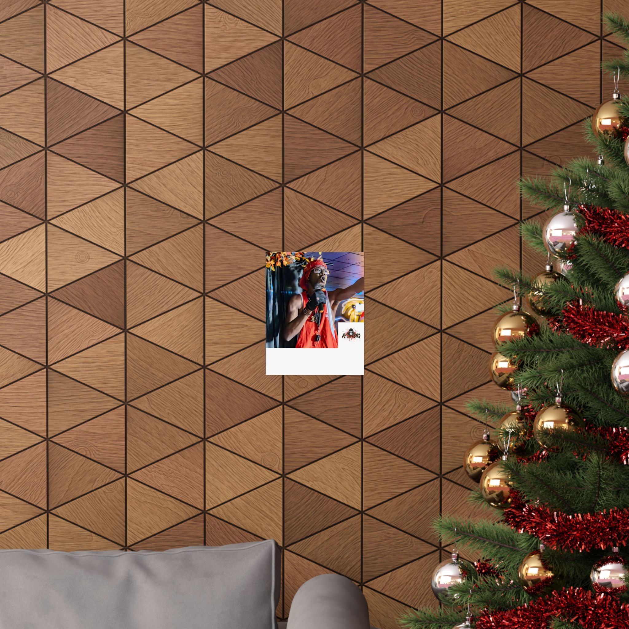 Matte Vertical Poster — Live Performer Portrait in Red Costume (Blank Polaroid Border)