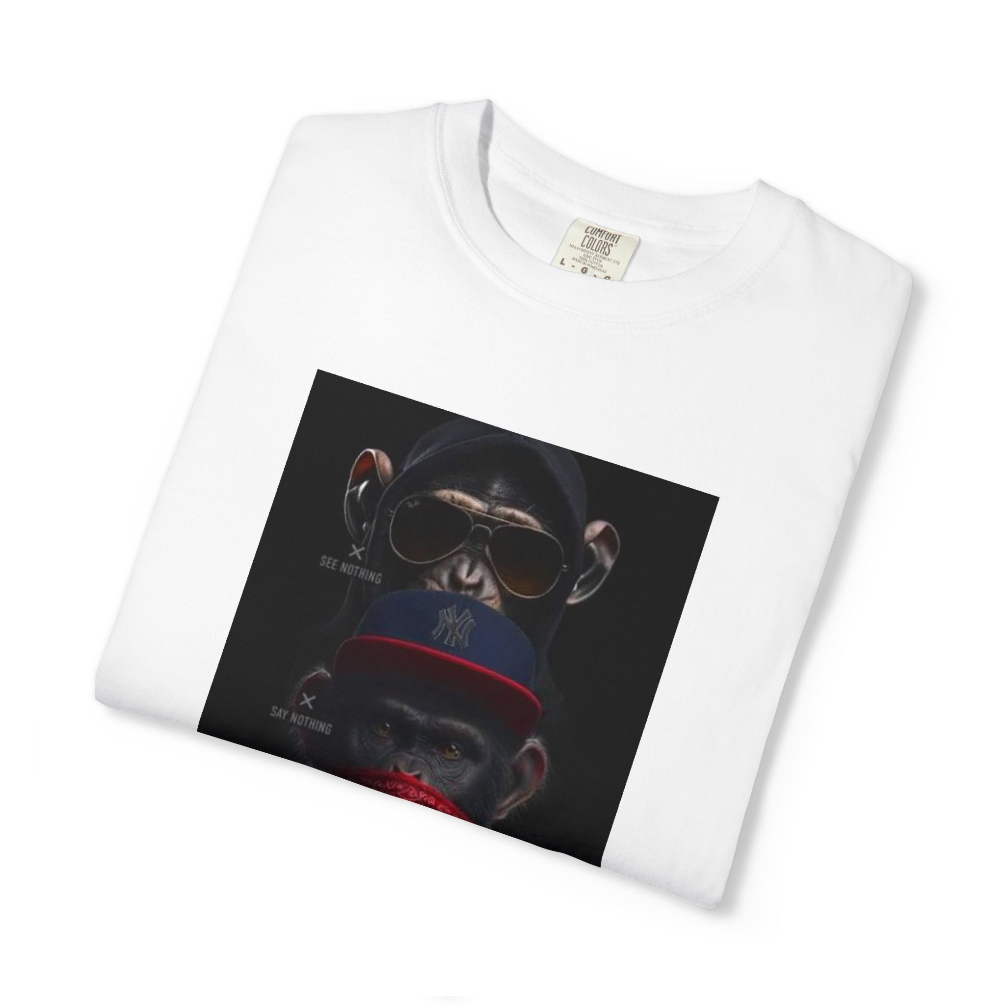 Triple Monkey Portrait T-Shirt — Stylish Primate Graphic Tee