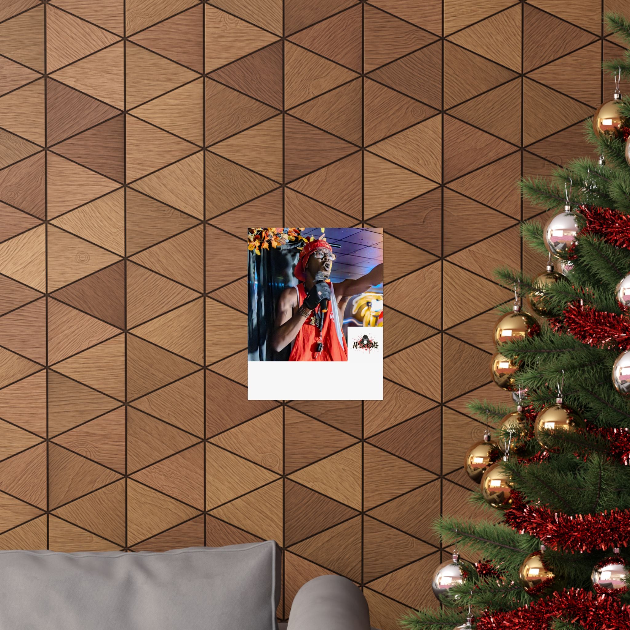 Matte Vertical Poster — Live Performer Portrait in Red Costume (Blank Polaroid Border)