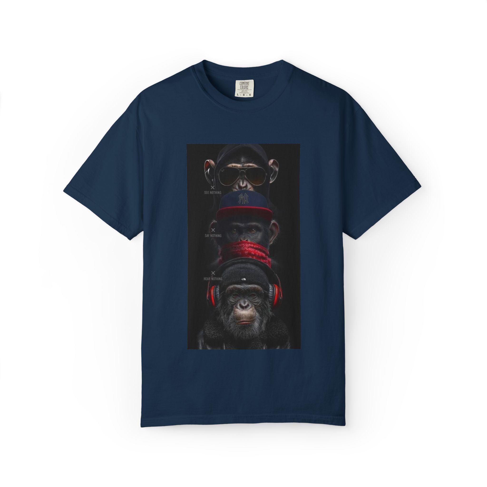 Triple Monkey Portrait T-Shirt — Stylish Primate Graphic Tee