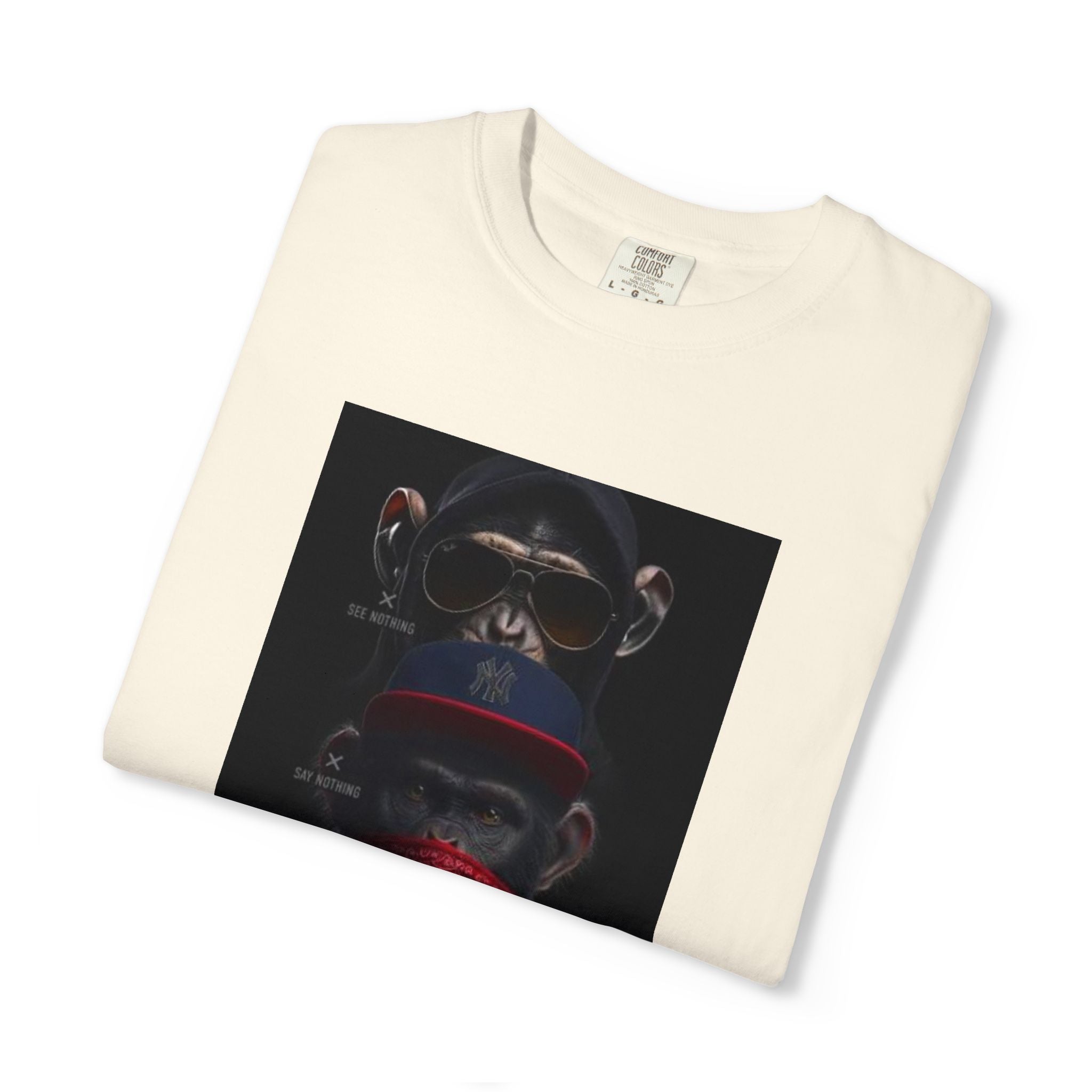 Triple Monkey Portrait T-Shirt — Stylish Primate Graphic Tee