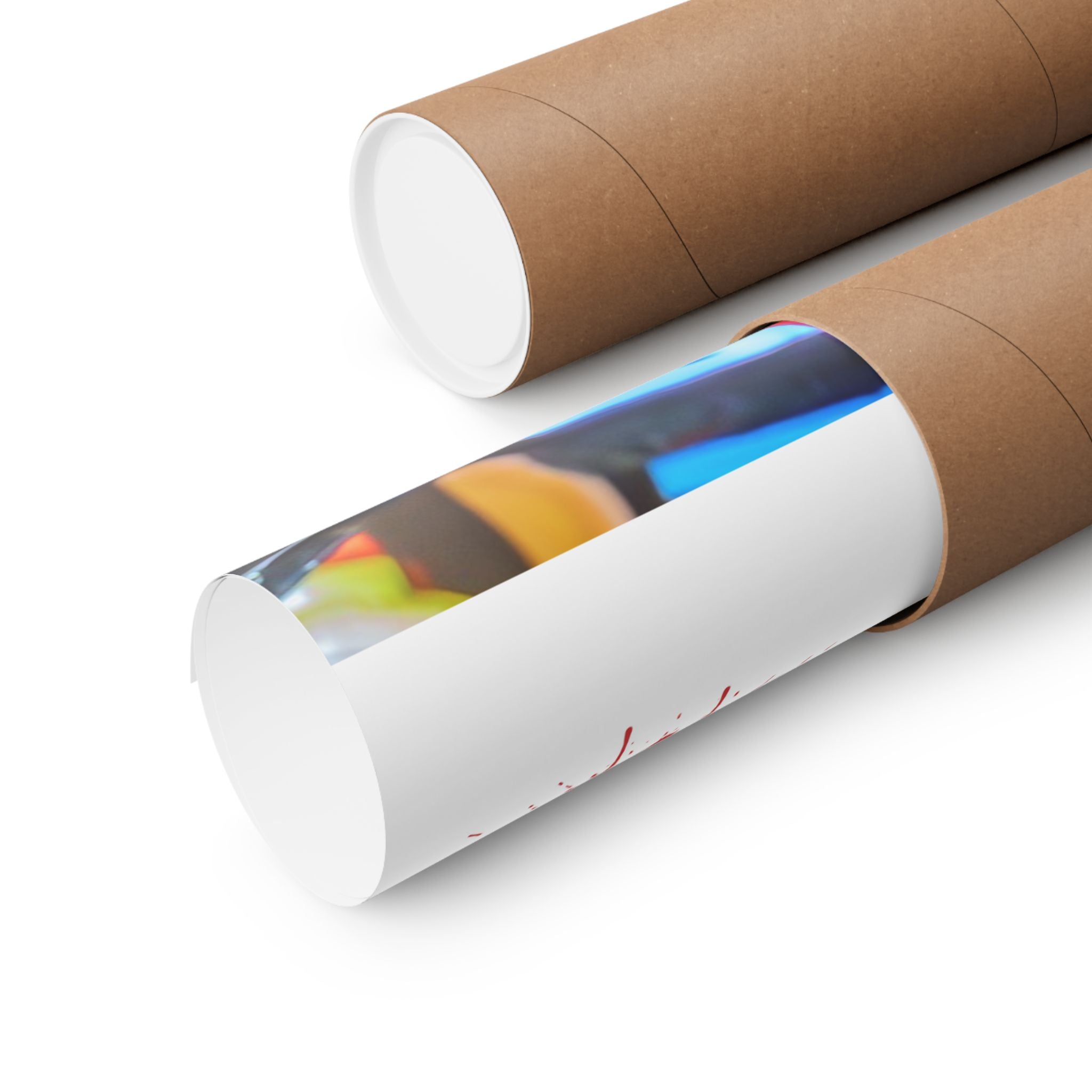 Matte Vertical Poster — Live Performer Portrait in Red Costume (Blank Polaroid Border)