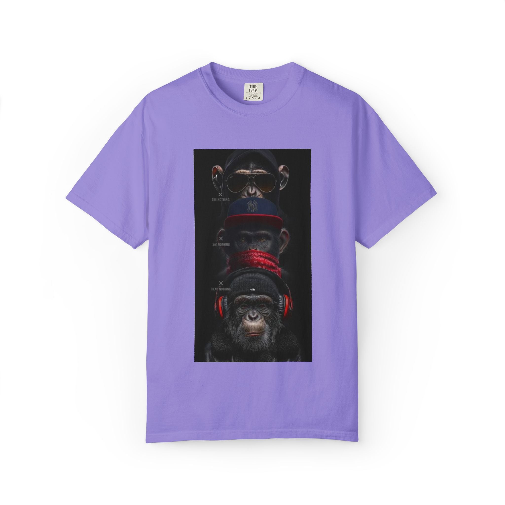 Triple Monkey Portrait T-Shirt — Stylish Primate Graphic Tee