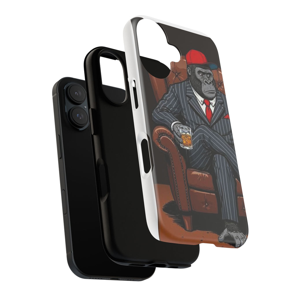 Gorilla Gentleman Phone Case — Dapper Ape with Whiskey Graphic
