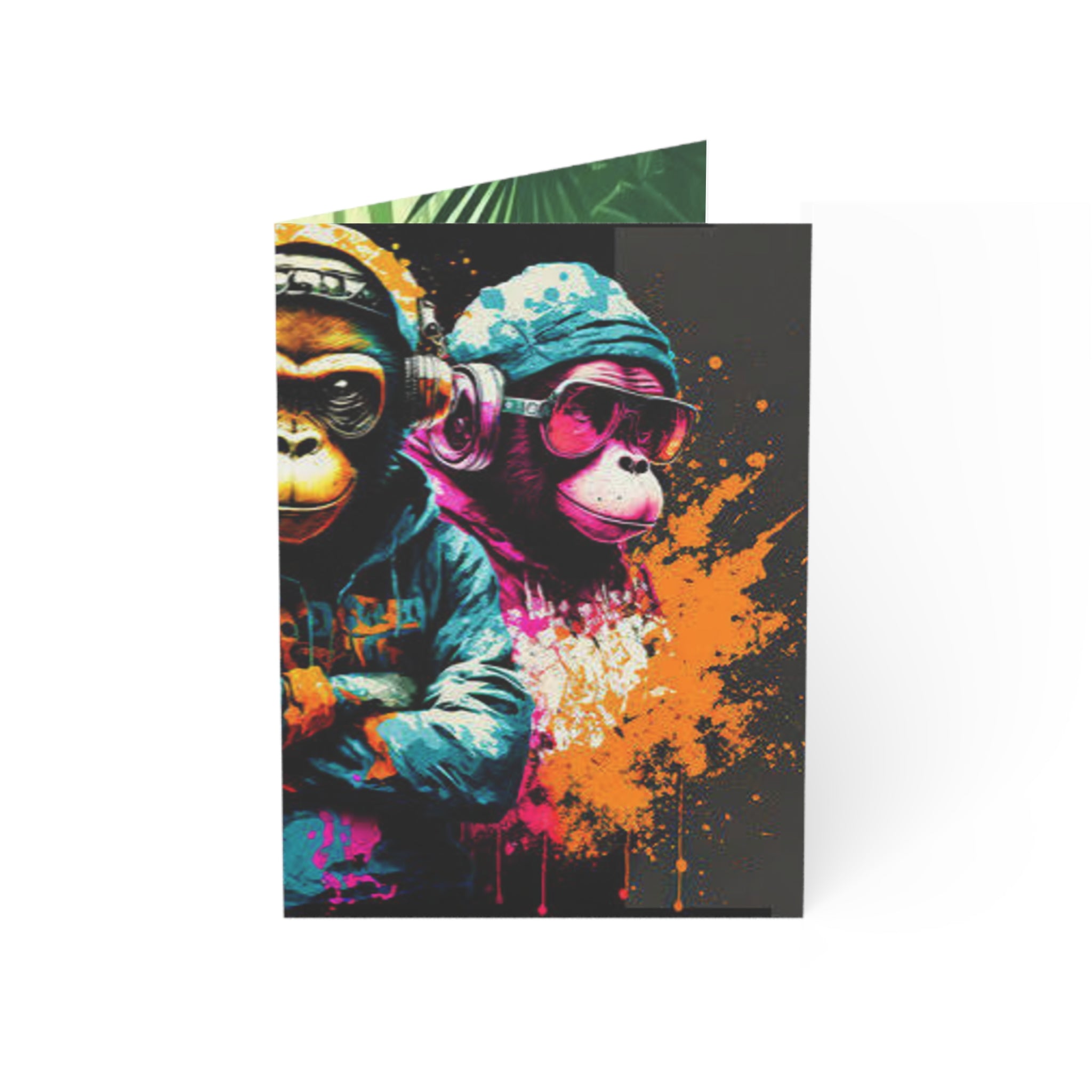 Graffiti Monkey Greeting Cards — Colorful Urban Art Note Cards (Set of 1/10/30/50)