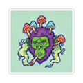 Psychedelic Mushroom Ape Sticker — Trippy Gorilla Smoking Vinyl Kiss-Cut