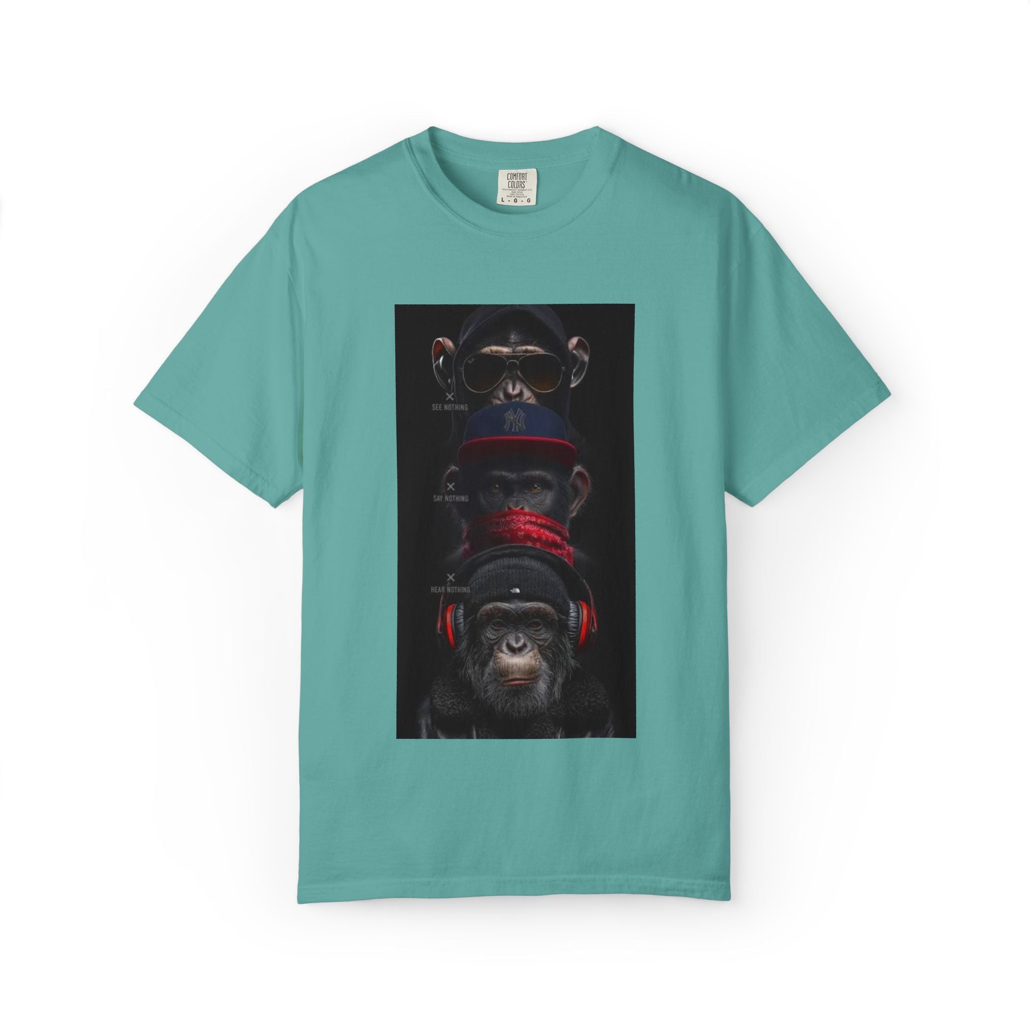 Triple Monkey Portrait T-Shirt — Stylish Primate Graphic Tee
