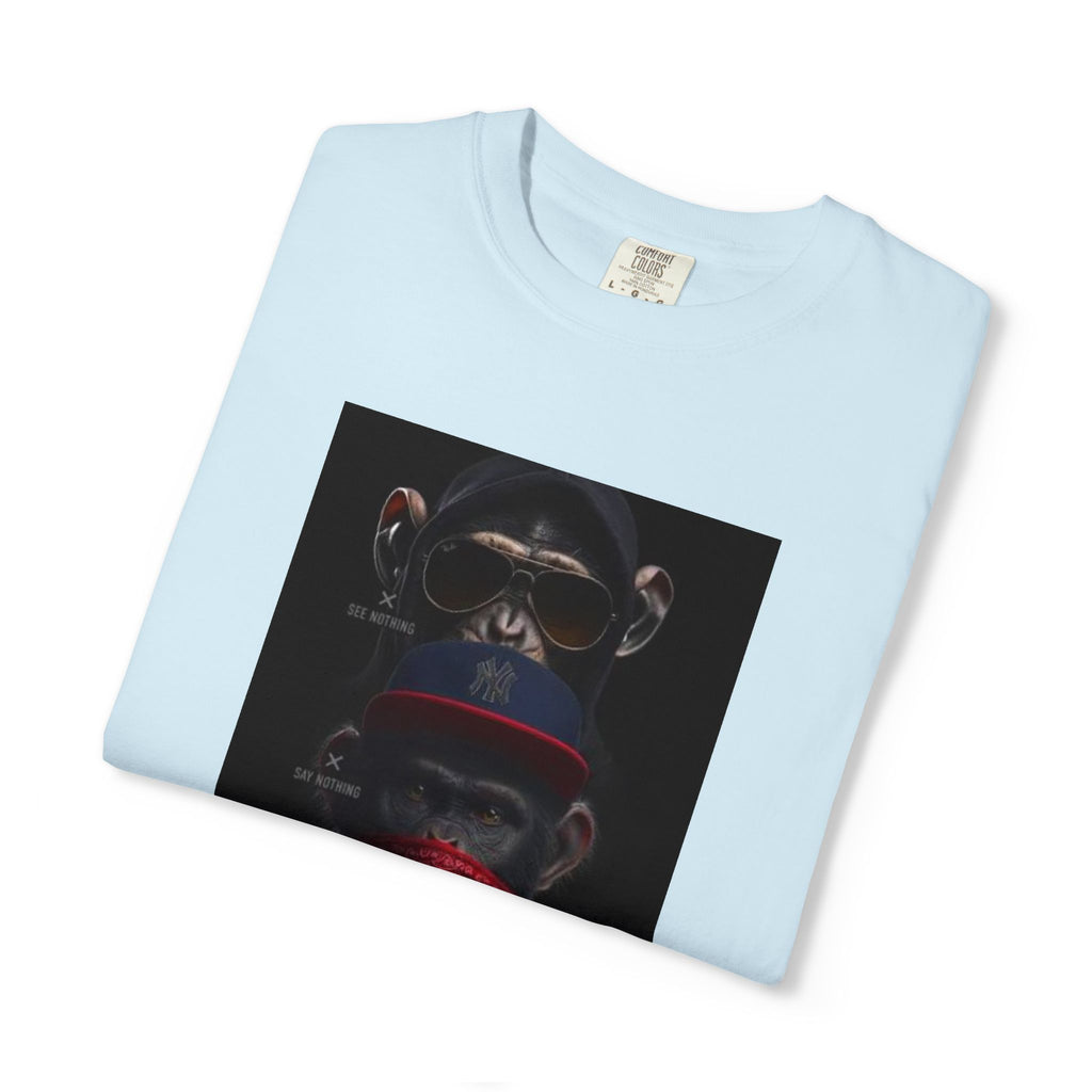 Triple Monkey Portrait T-Shirt — Stylish Primate Graphic Tee