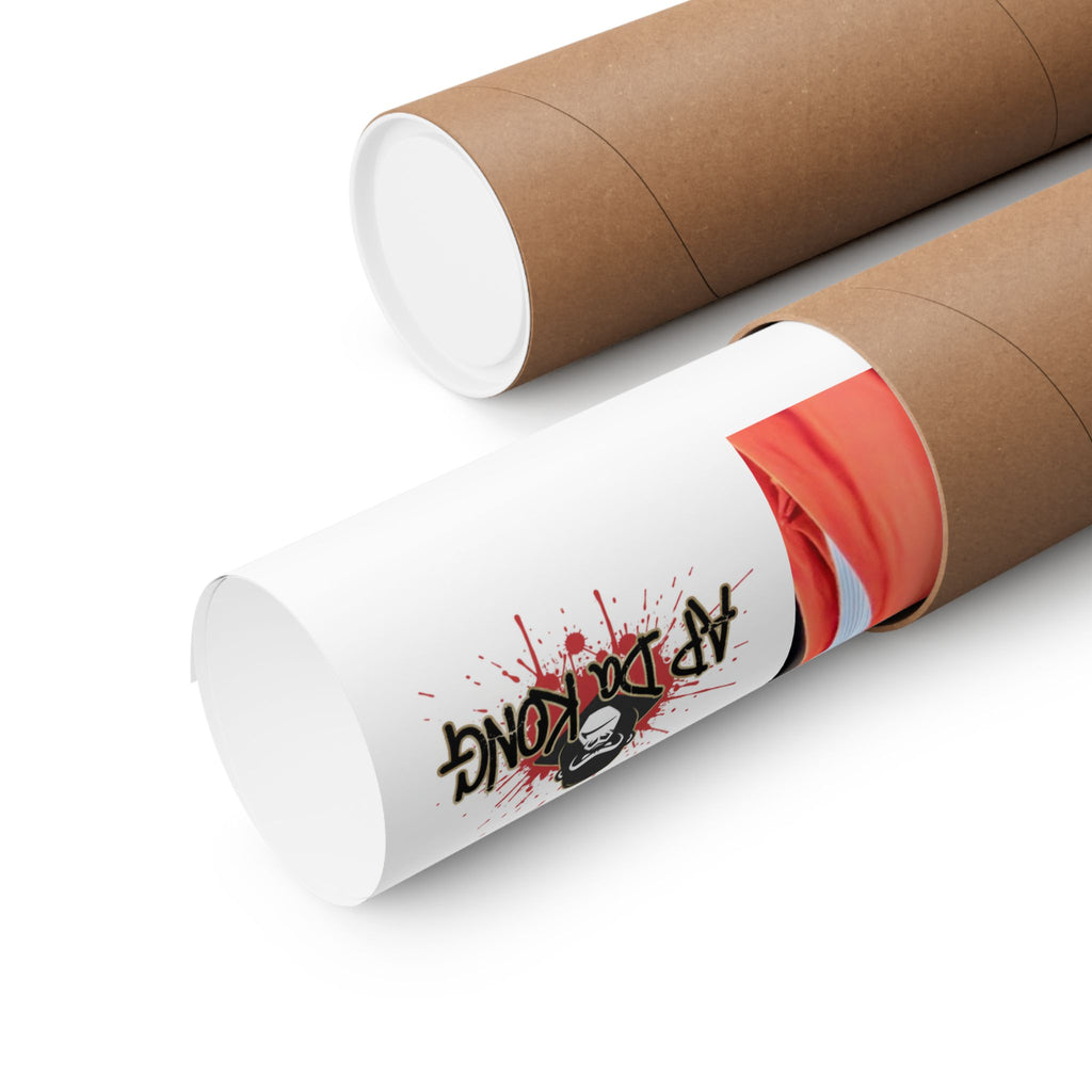 Matte Vertical Poster — Live Performer Portrait in Red Costume (Blank Polaroid Border)