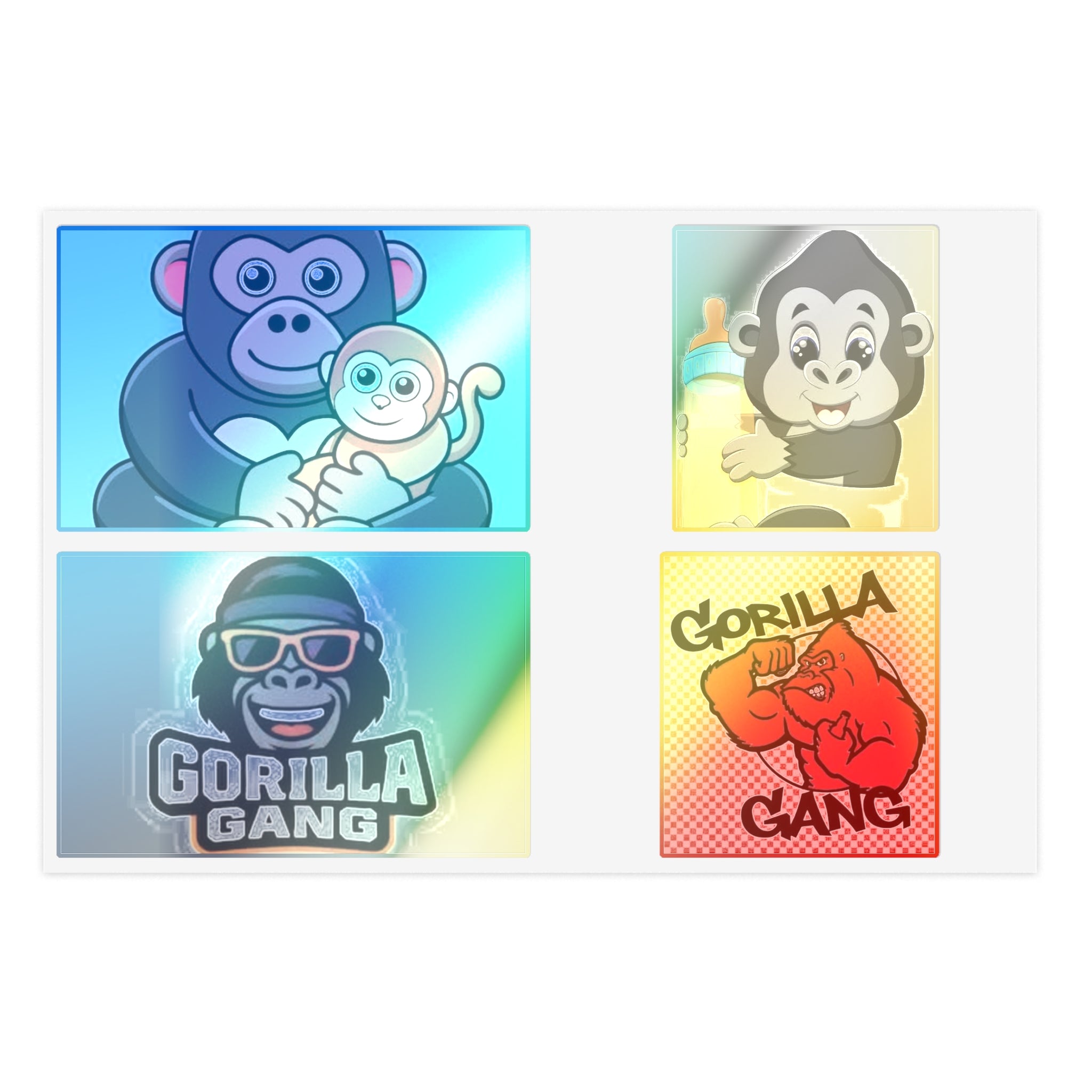 Gorilla Sticker Sheet – Cute & Retro Gorilla Gang Decals (4-Pack)