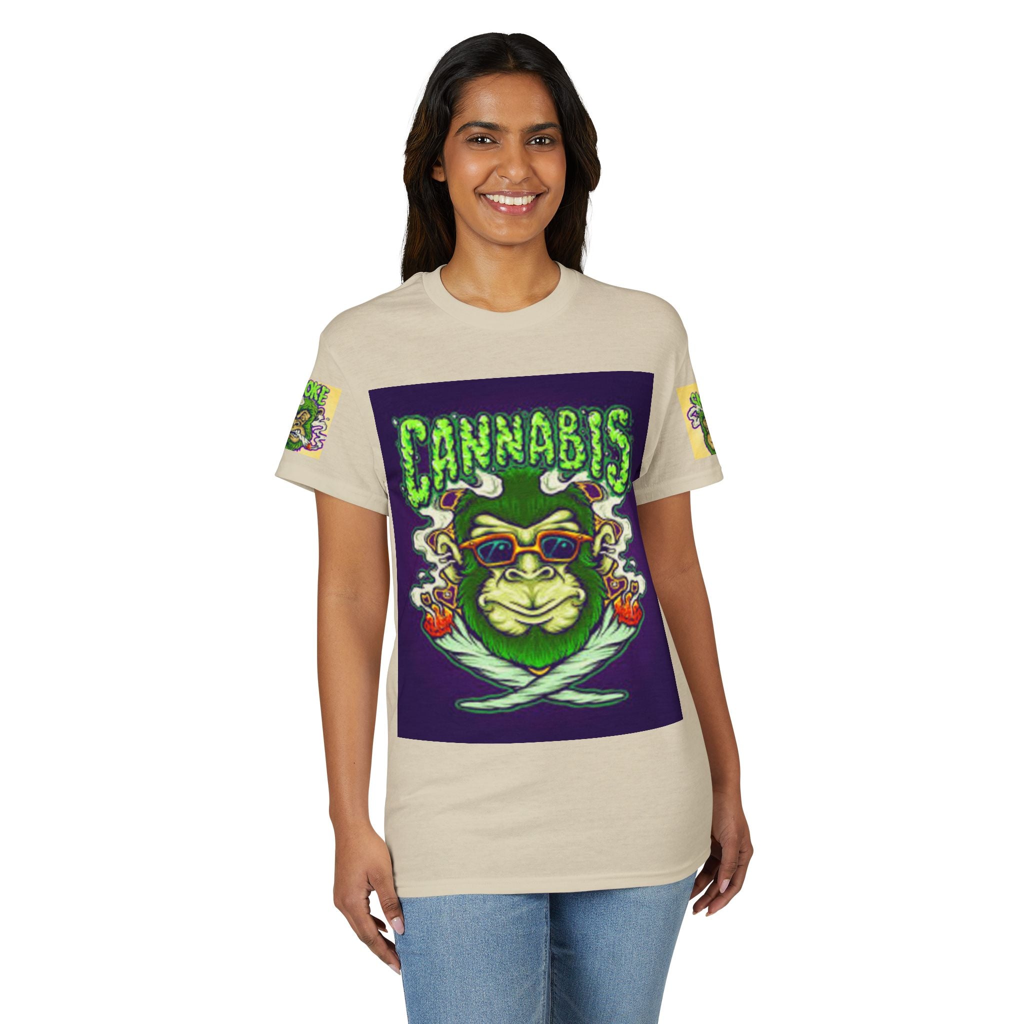 Cannabis Monkey T-Shirt — Retro Smoky Gorilla Graphic Tee
