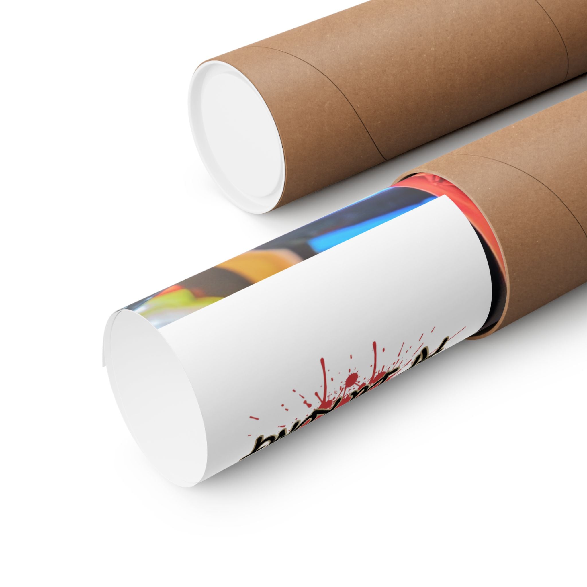 Matte Vertical Poster — Live Performer Portrait in Red Costume (Blank Polaroid Border)