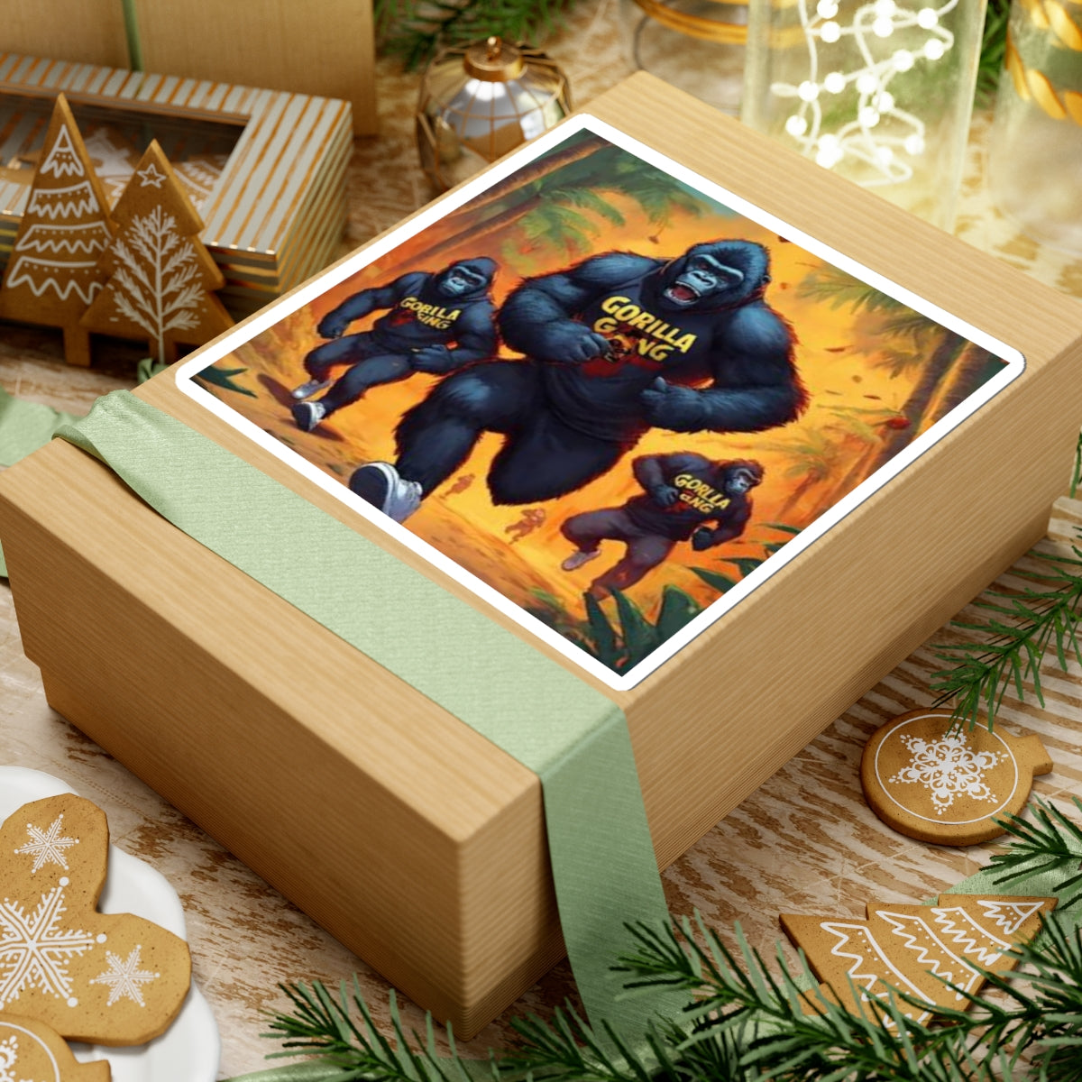 Gorilla Gang Kiss-Cut Sticker — Bold Jungle Ape Crew Decal