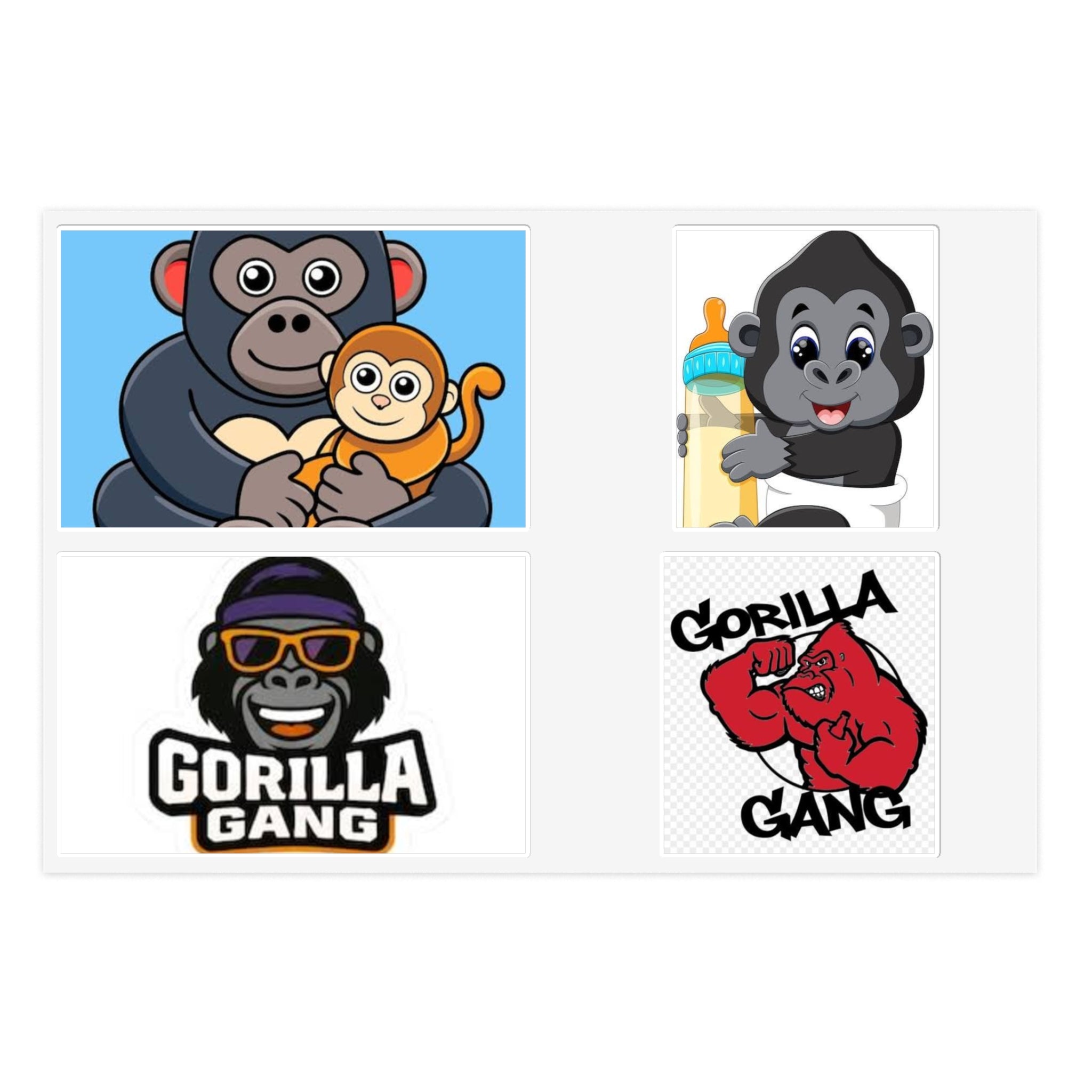 Gorilla Sticker Sheet – Cute & Retro Gorilla Gang Decals (4-Pack)