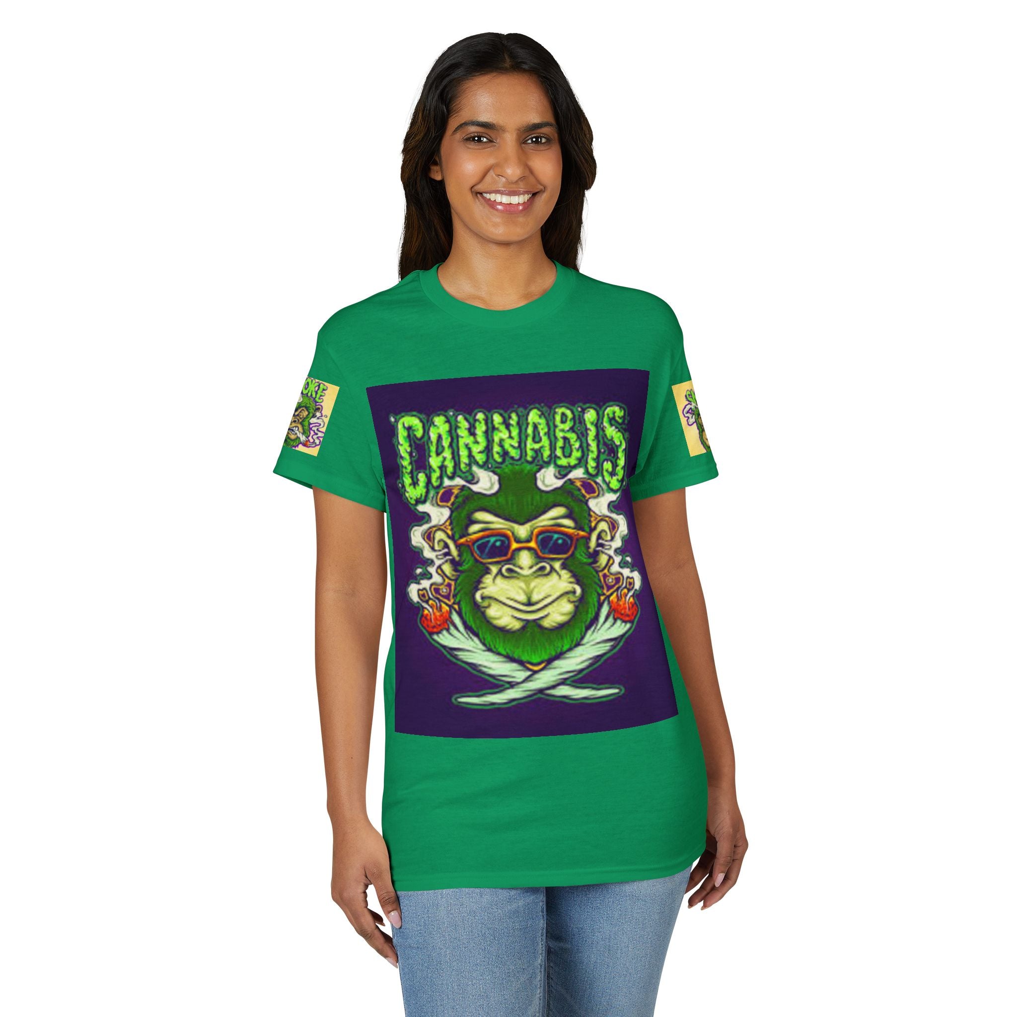 Cannabis Monkey T-Shirt — Retro Smoky Gorilla Graphic Tee