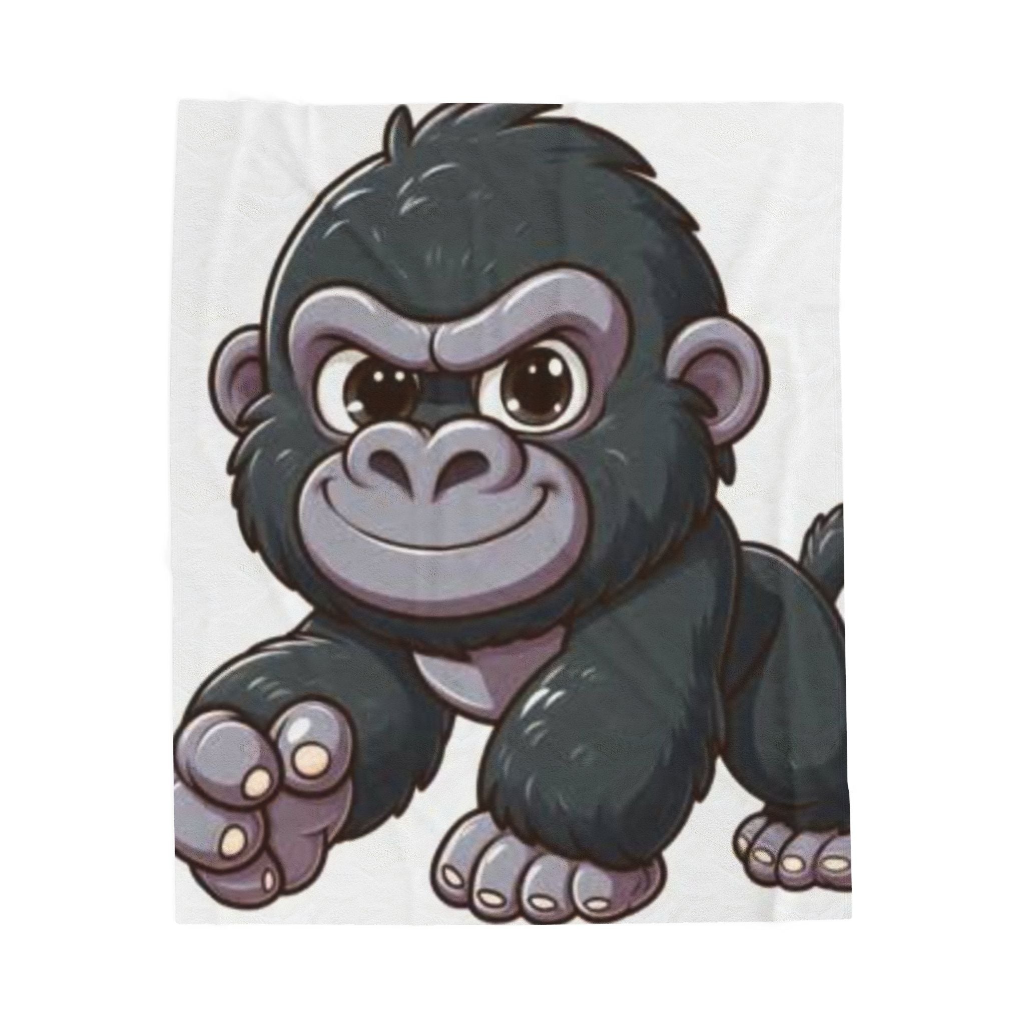 Cute Gorilla Velveteen Plush Blanket – Soft Cartoon Ape Throw for Kids & Nursery