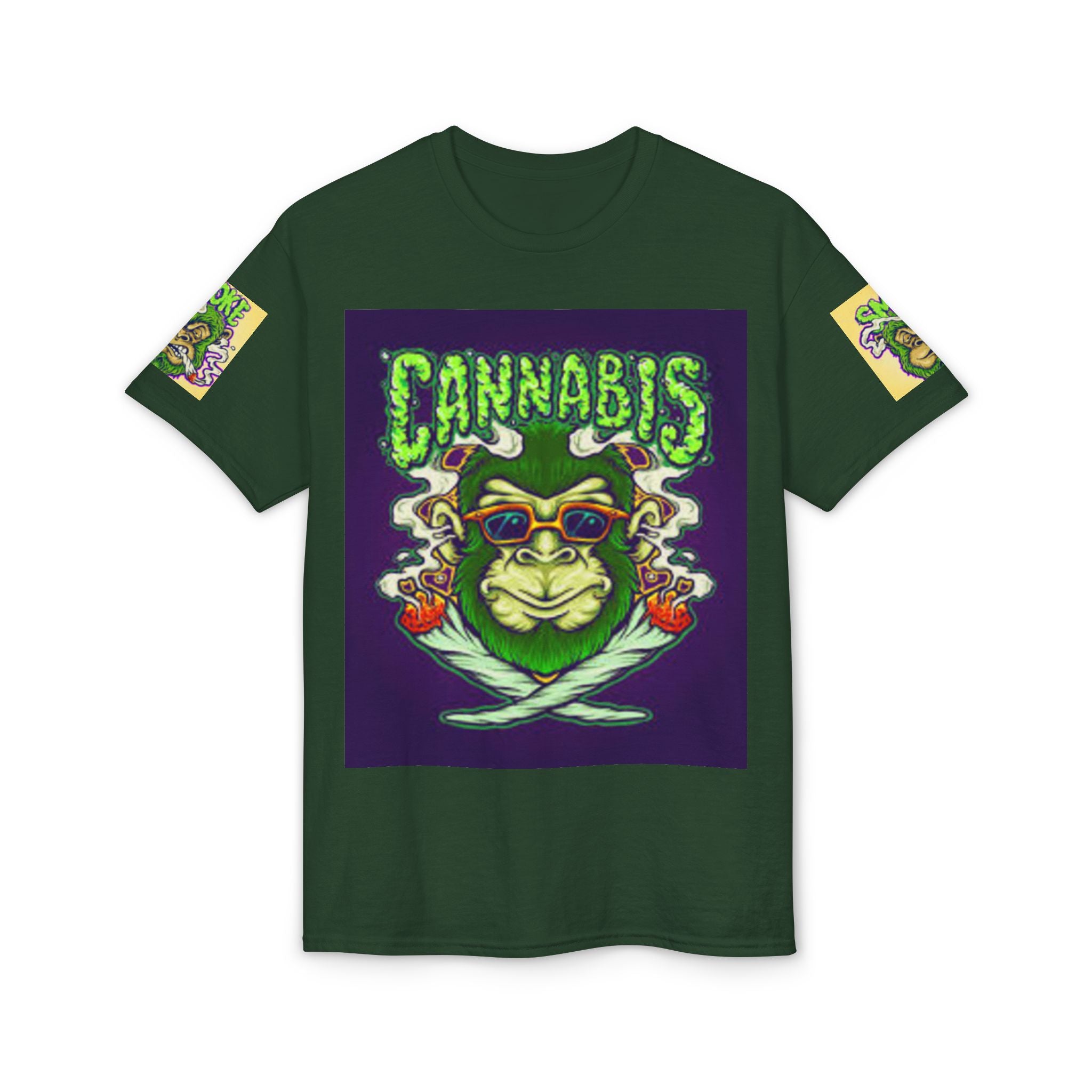 Cannabis Monkey T-Shirt — Retro Smoky Gorilla Graphic Tee