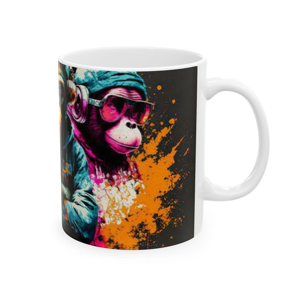 Colorful Street Art Monkey Ceramic Mug (11oz/15oz)