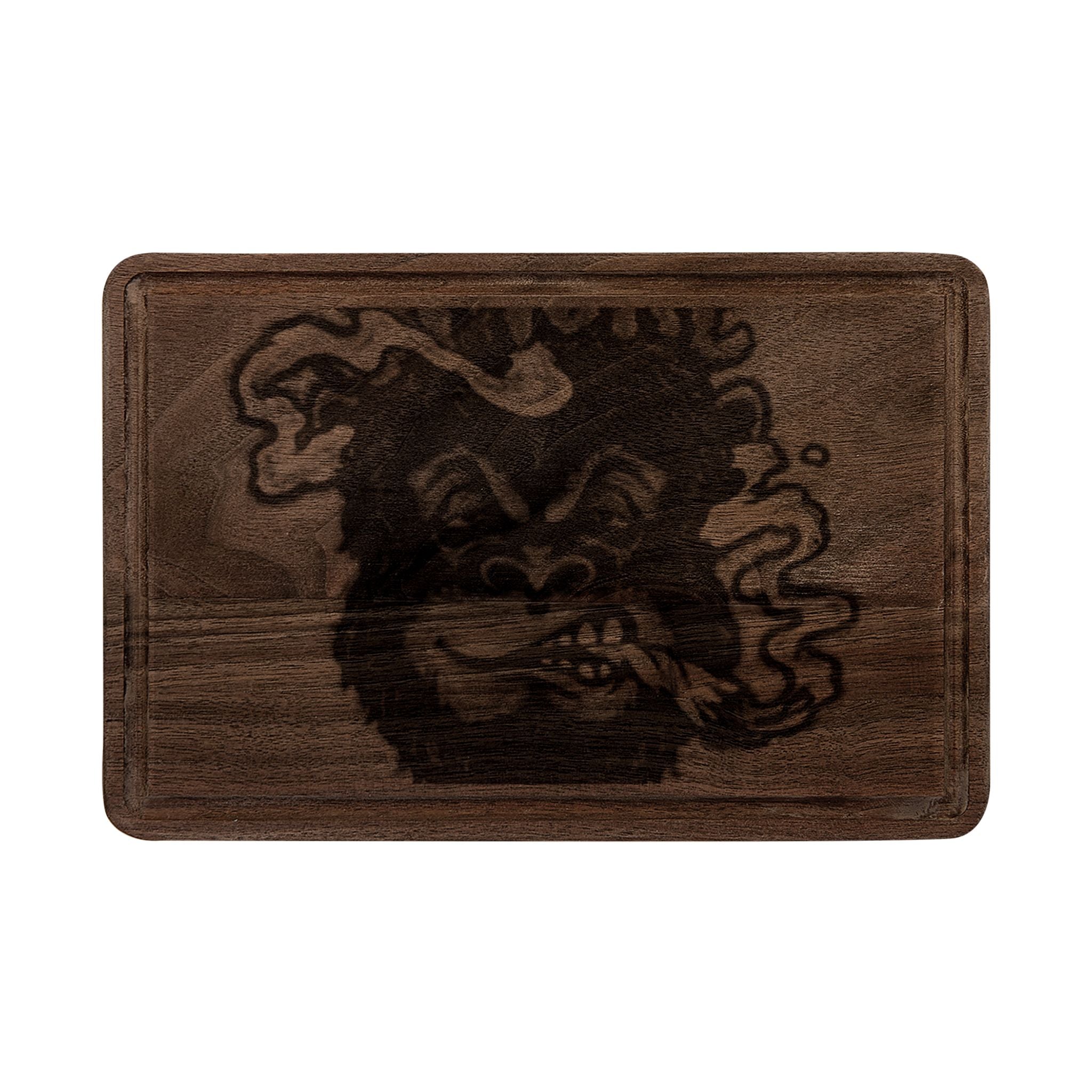 Engraved Smoking Ape Wooden Cutting Board — Rustic Chef Gift