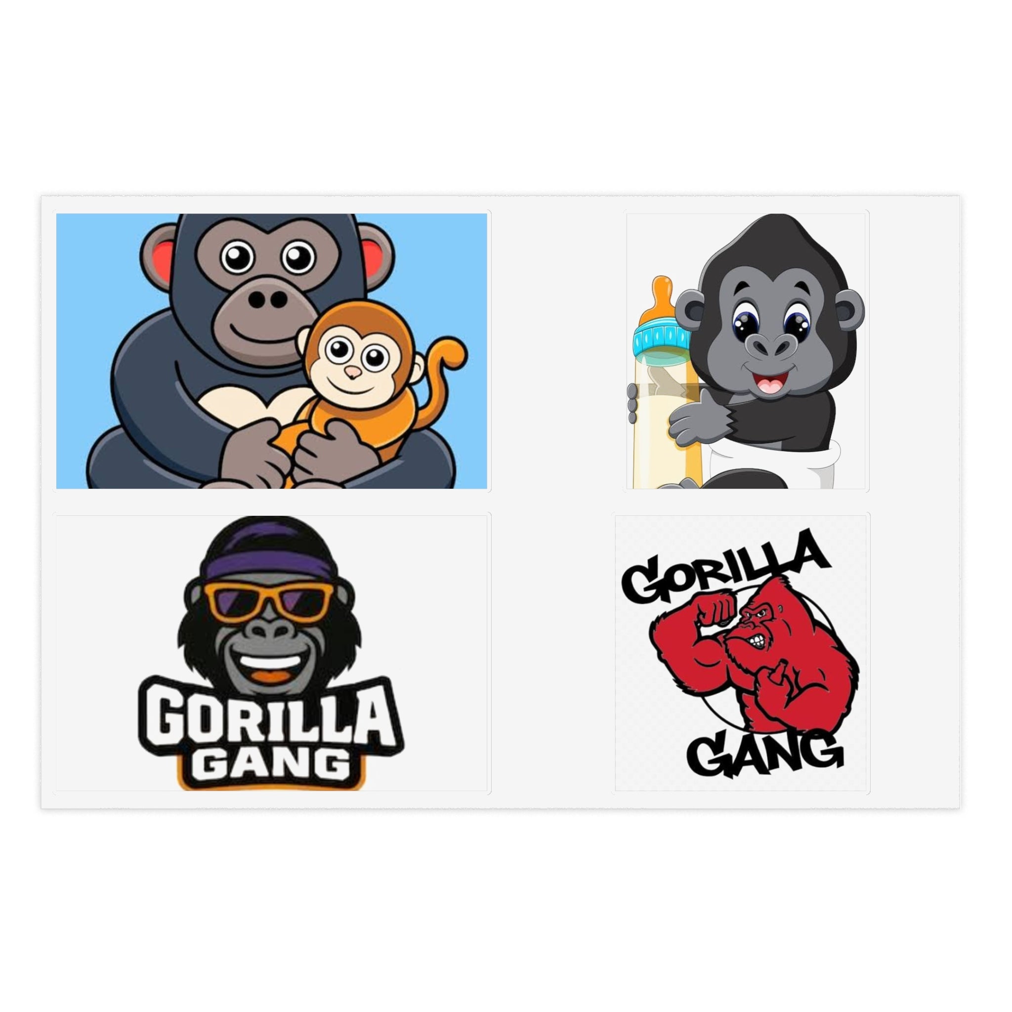 Gorilla Sticker Sheet – Cute & Retro Gorilla Gang Decals (4-Pack)