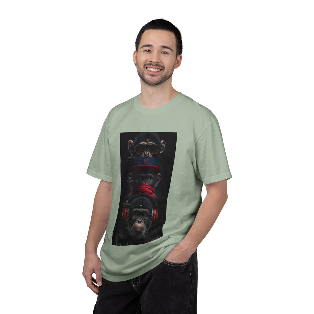 Triple Monkey Portrait T-Shirt — Stylish Primate Graphic Tee