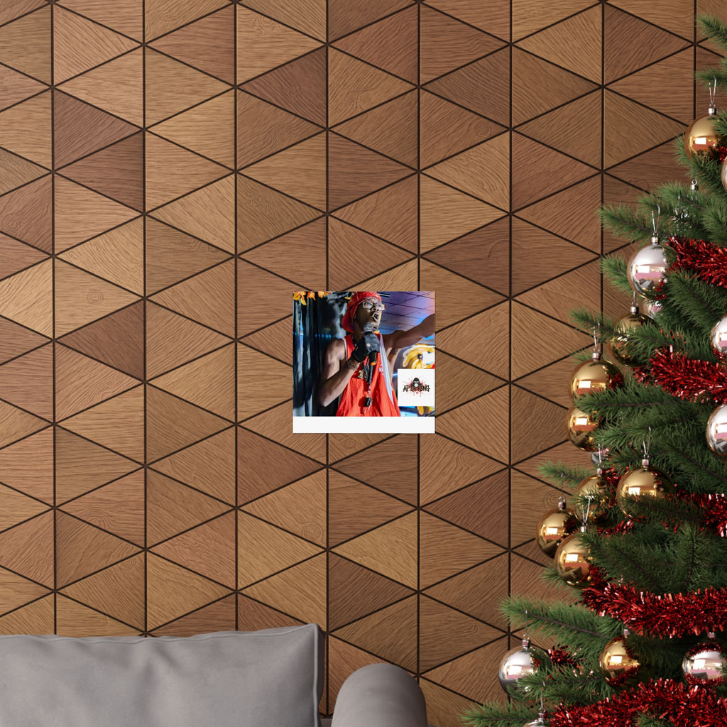 Matte Vertical Poster — Live Performer Portrait in Red Costume (Blank Polaroid Border)