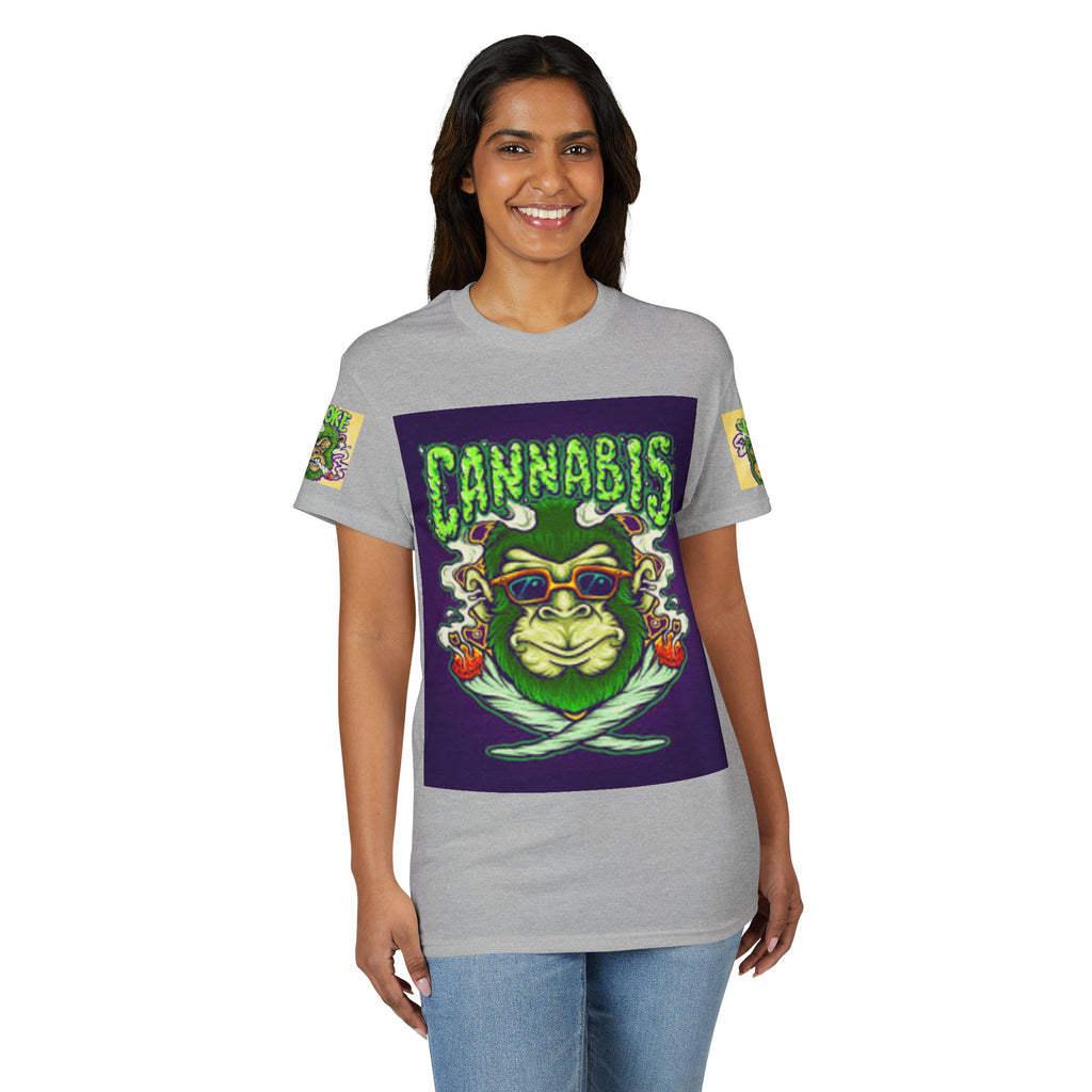 Cannabis Monkey T-Shirt — Retro Smoky Gorilla Graphic Tee