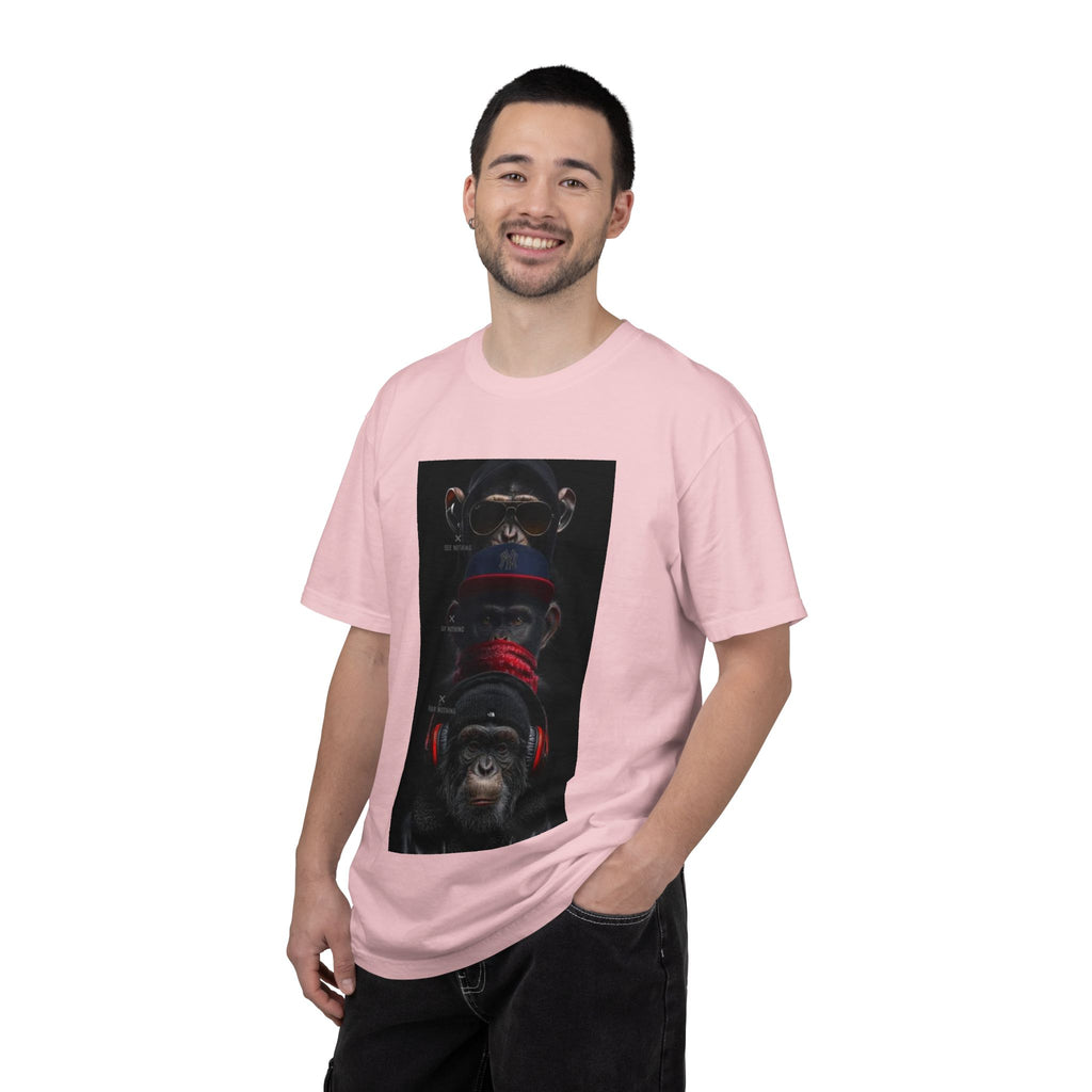 Triple Monkey Portrait T-Shirt — Stylish Primate Graphic Tee