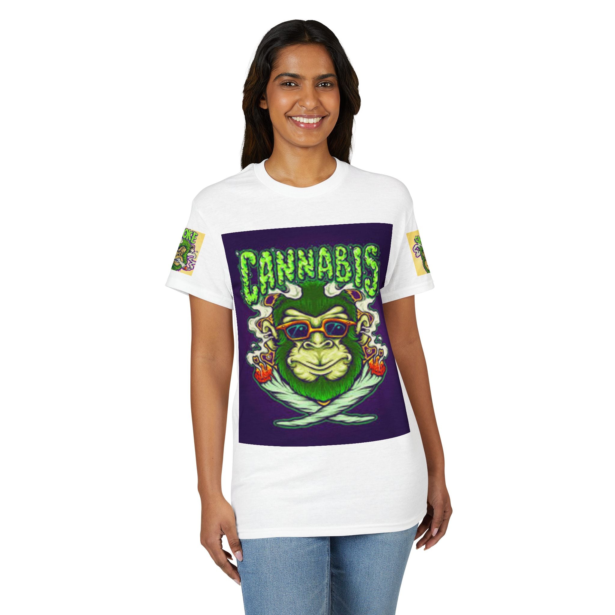 Cannabis Monkey T-Shirt — Retro Smoky Gorilla Graphic Tee