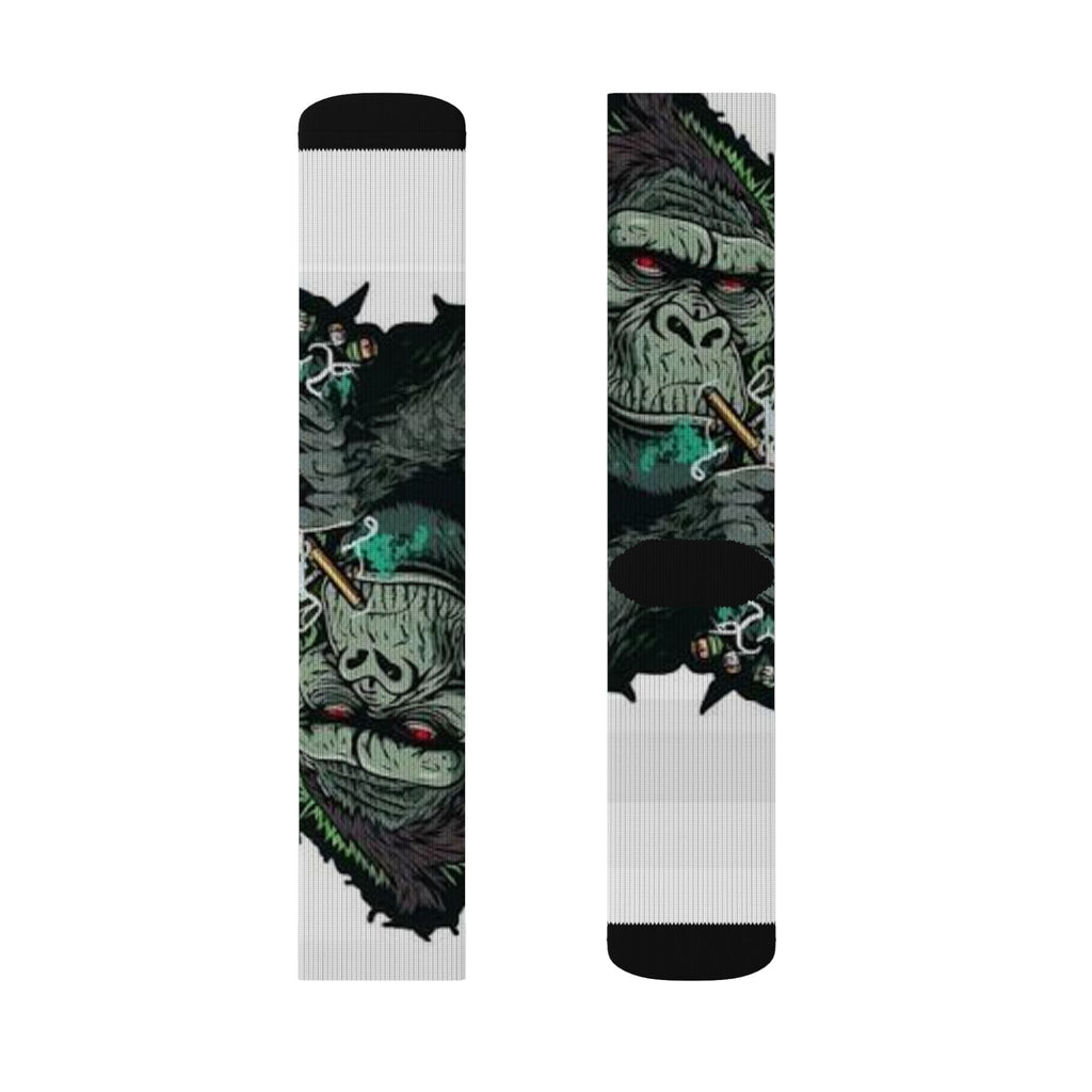 Gorilla Cigar Sublimation Socks — Bold Graphic Crew Socks for Streetwear