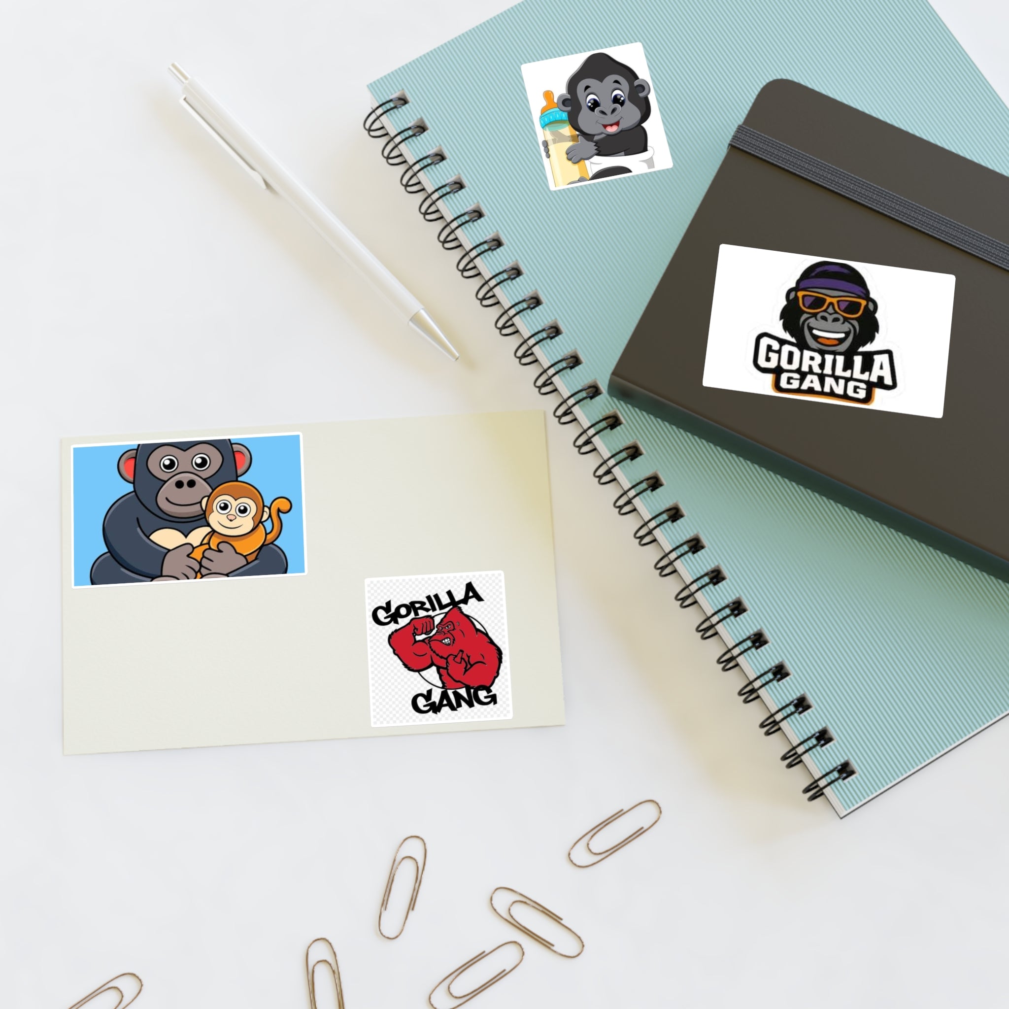 Gorilla Sticker Sheet – Cute & Retro Gorilla Gang Decals (4-Pack)